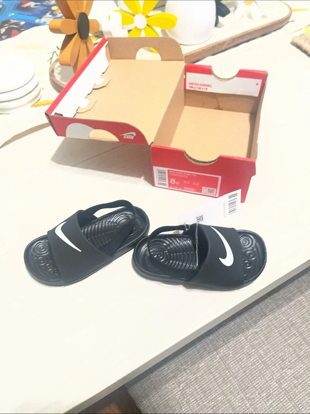Nike Black and White Kids' Slide Sandals